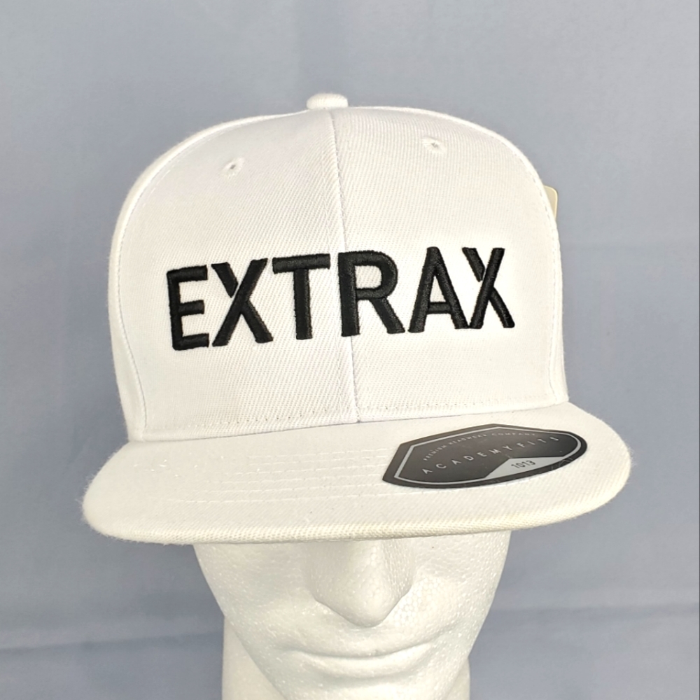 EXTRAX Adult Adjustable Snapback Cap White 3D Embroidered Logo Canvas Academy
